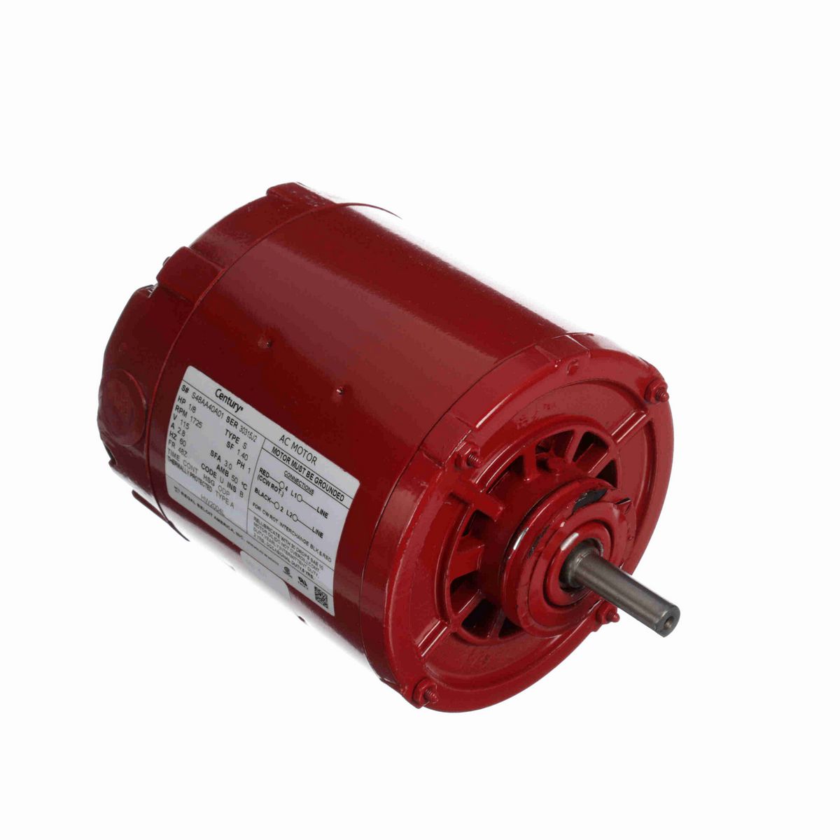 Century Circulator Pump Motor, 1/8 HP, 1 Ph, 60 Hz, 115 V, 1800 RPM, 48Z Frame, ODP - HW2004L