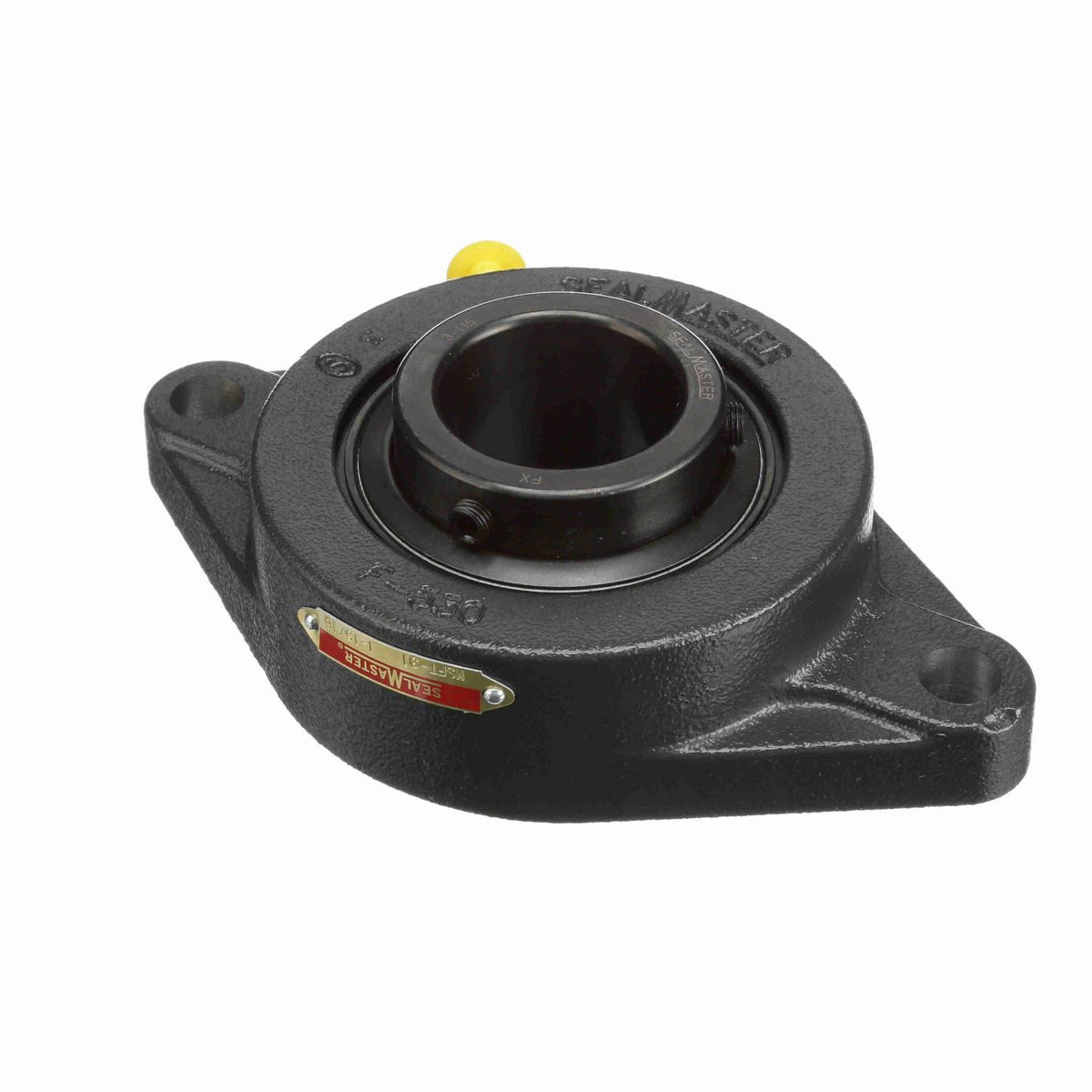 Sealmaster Mounted Cast Iron Two Bolt Flange Ball Bearing - 52100 Bearing Steel, Black Oxided - Setscrew Lock - MSFT-31