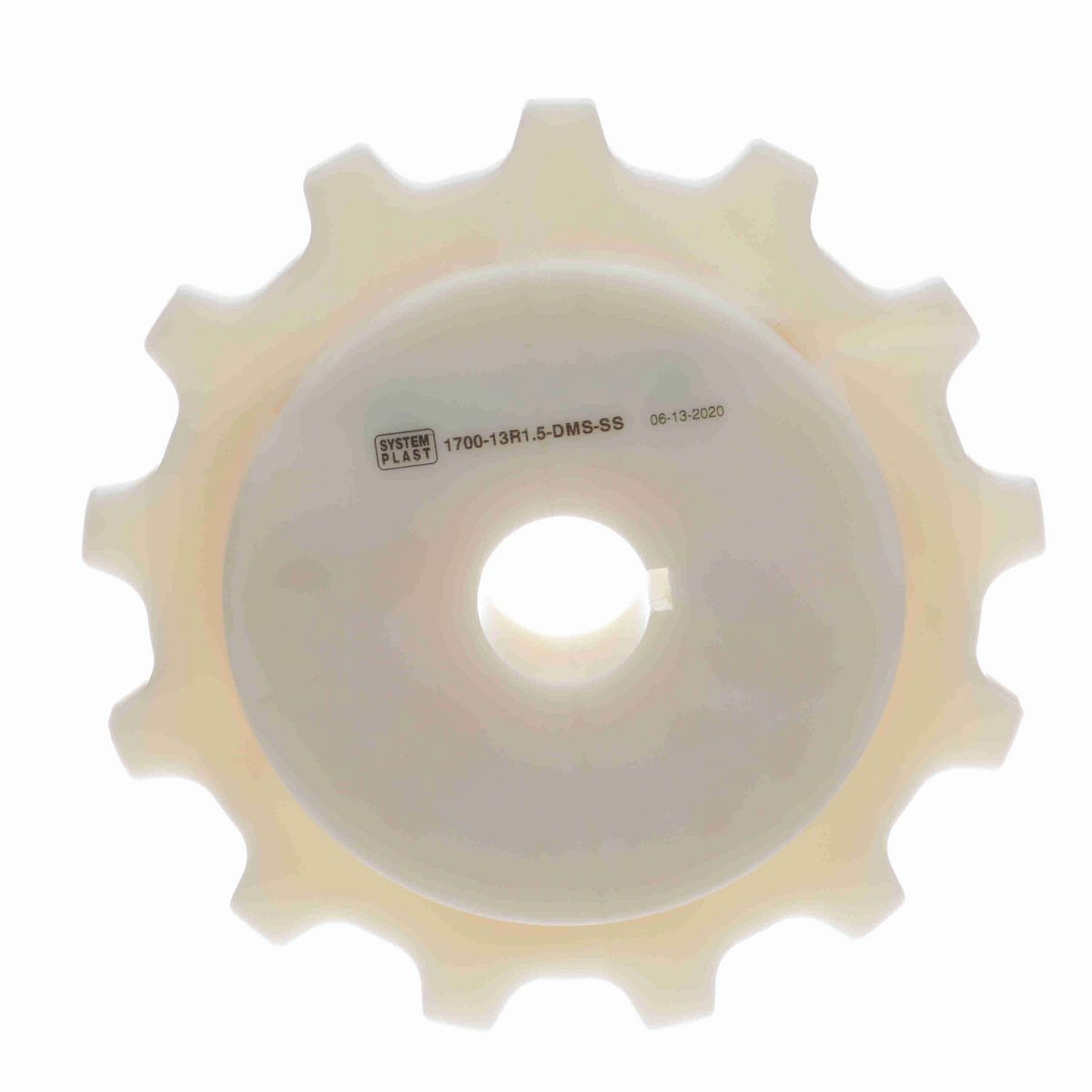System Plast 1700 Series Split Machined Sprocket with 13 Teeth, a 1-1/2in Round Shaft-Ready Bore and Setscrew - 1700-13R1.5-DMS-SS