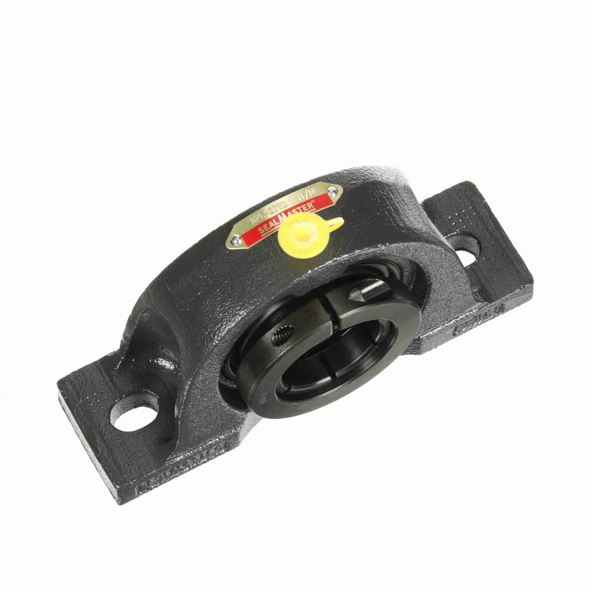 Sealmaster Mounted Cast Iron Two Bolt Low Base Pillow Block Ball Bearing - 52100 Bearing Steel, Black Oxided - Concentric Lock - NPL-27TC