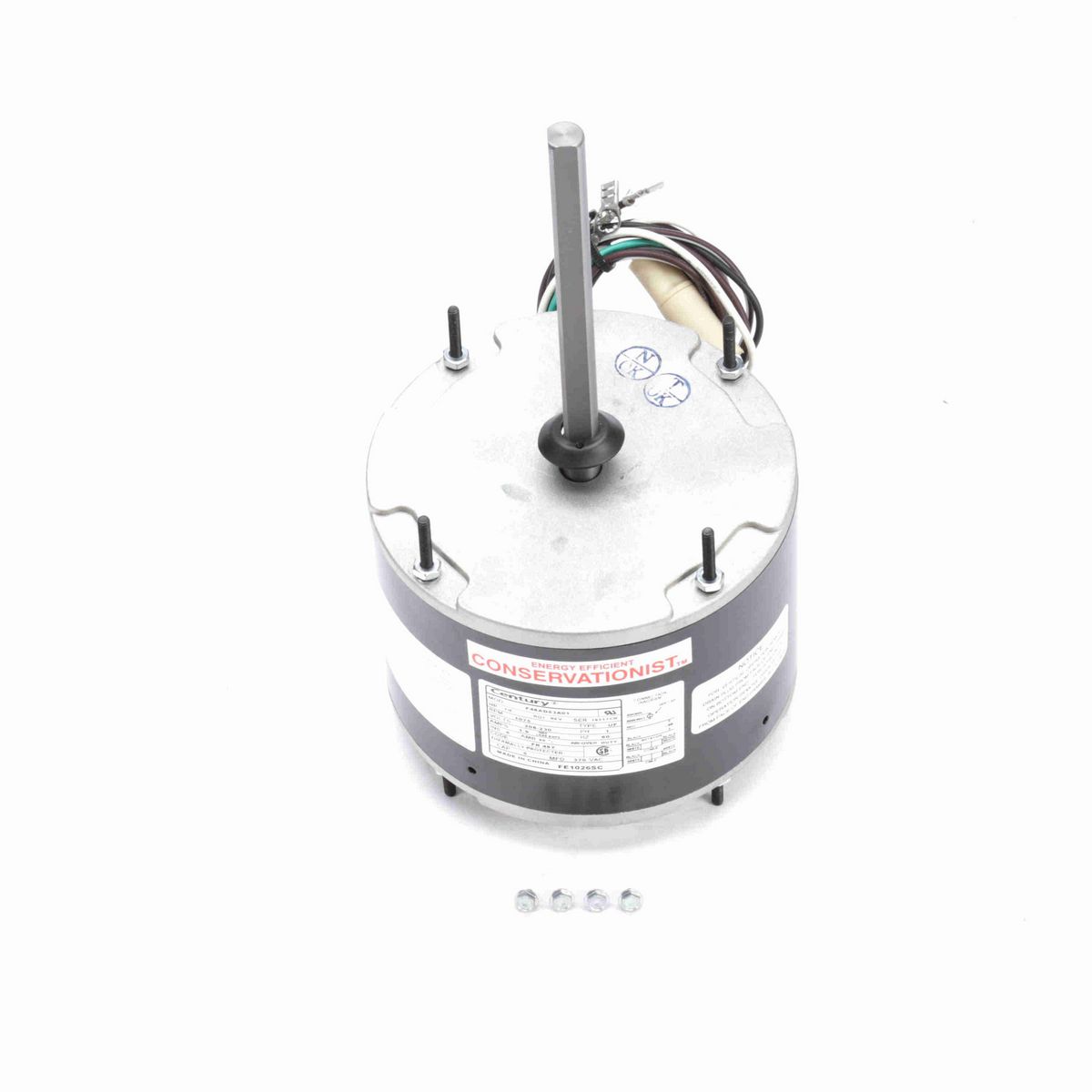 Century Condenser Fan Motor, 1/4 HP, 1 Ph, 60 Hz, 208-230 V, 1075 RPM, 1 Speed, 48 Frame, TEAO - FE1026SC