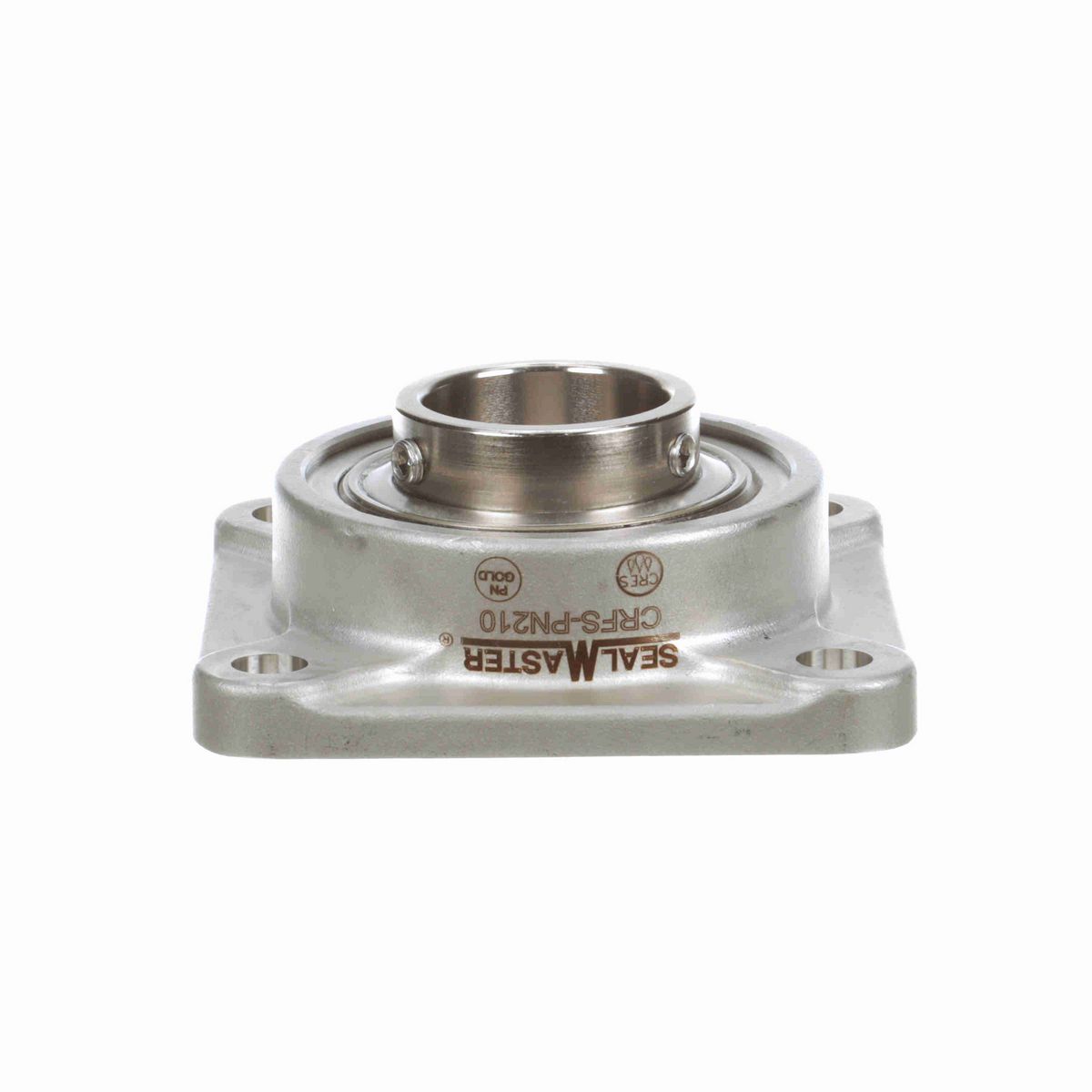 Sealmaster Mounted Stainless Steel Four Bolt Flange Ball Bearing - 52100 Bearing Steel, Phosphorus Nickel Coated - Setscrew Lock - Corrosion Resistant - CRFS-PN210