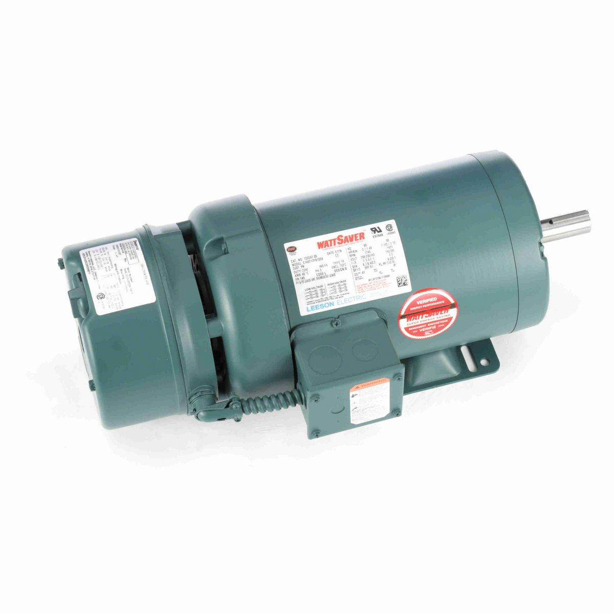 LEESON Brake Motor, 2 & 1.50 HP, 3 Ph, 60 & 50 Hz, 230/460 & 190/380 V, 1800 & 1500 RPM, 145T Frame, TEFC - 122247.00