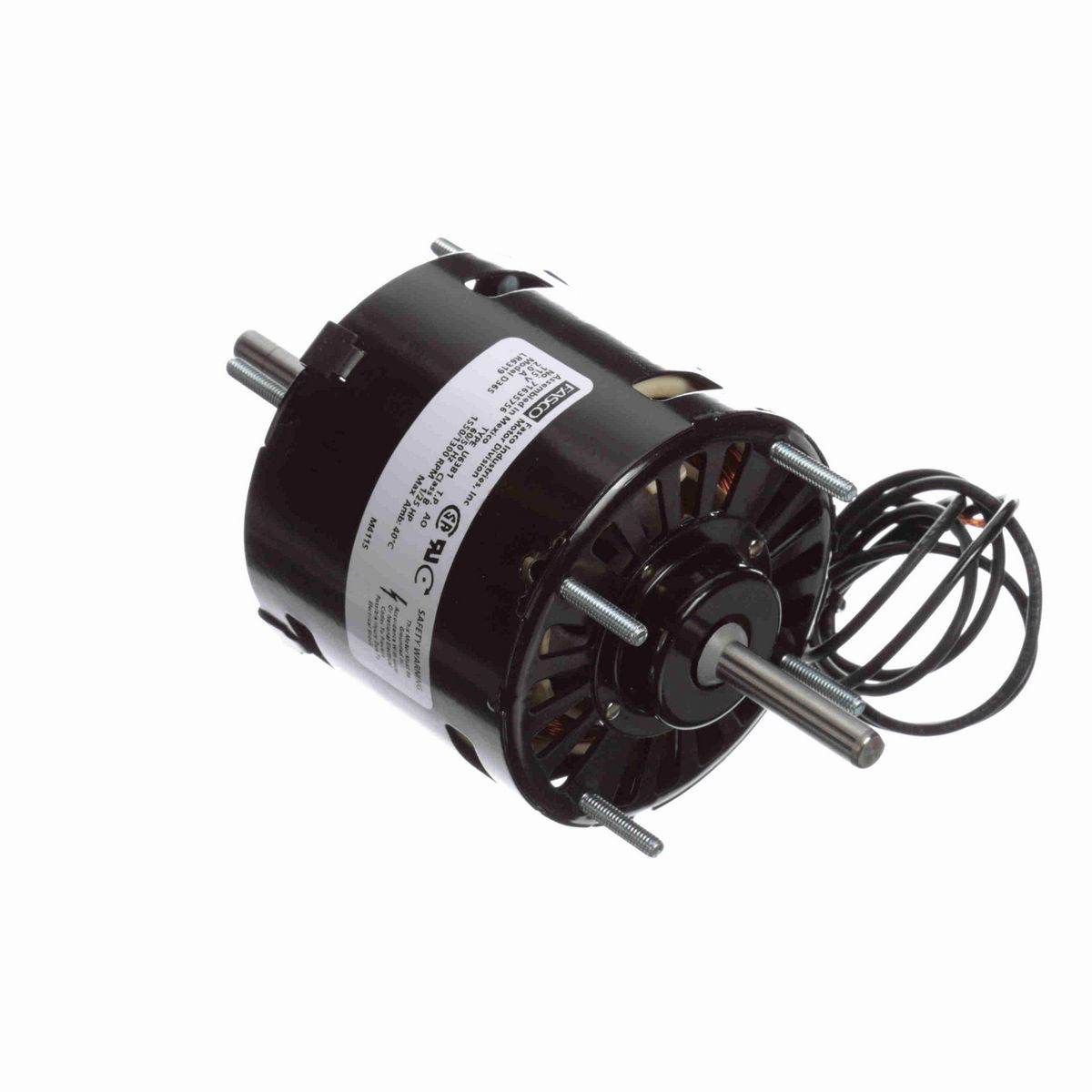 FASCO Fan and Blower Motor, 1/25 HP, 1 Ph, 60 Hz, 115 V, 1550/1300 RPM, 1 Speed, 3.3" Diameter, OAO - D365