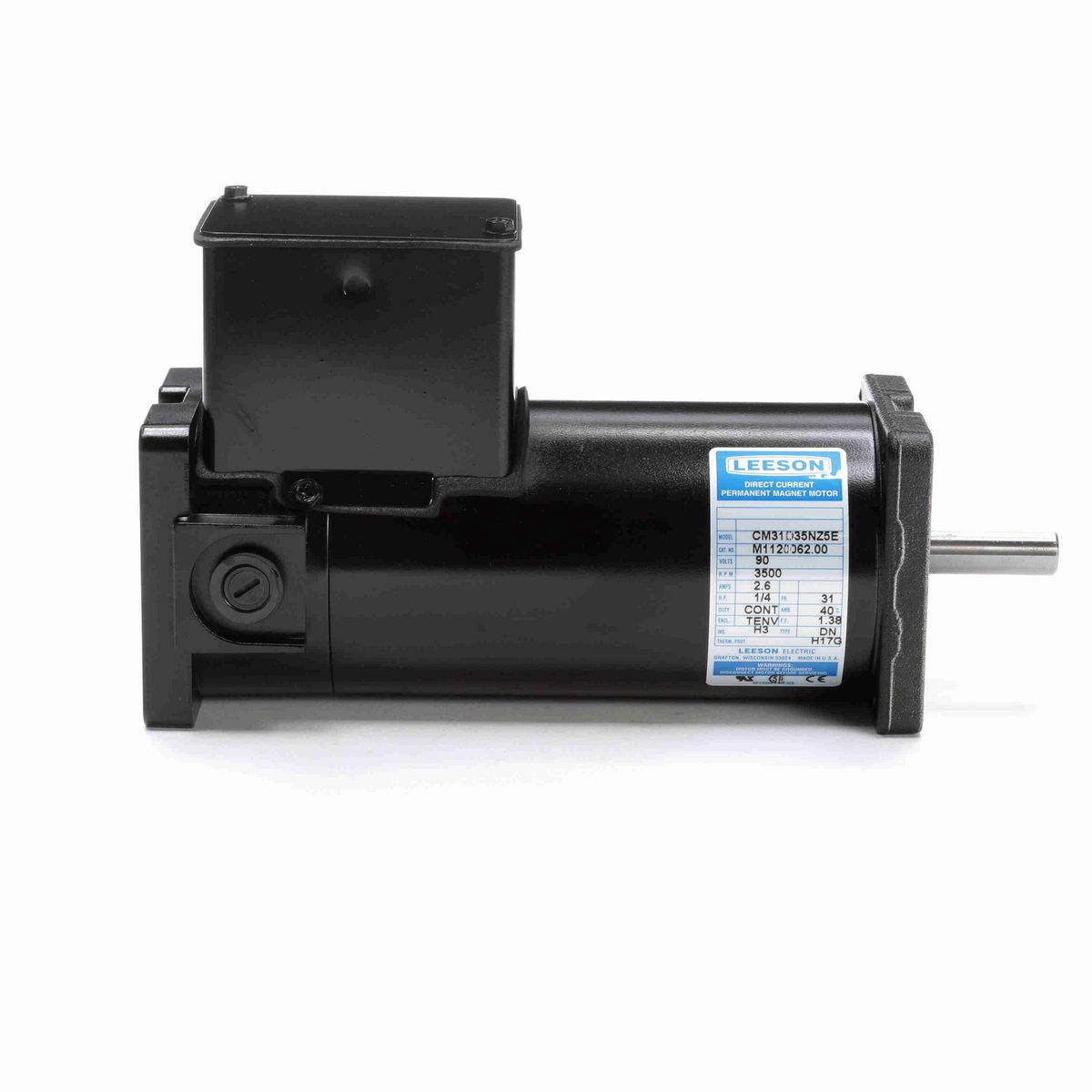 LEESON Sub-Fractional Motor, 0.25 HP, 90 V, 3500 RPM, 31 Frame, TENV - M1120062.00