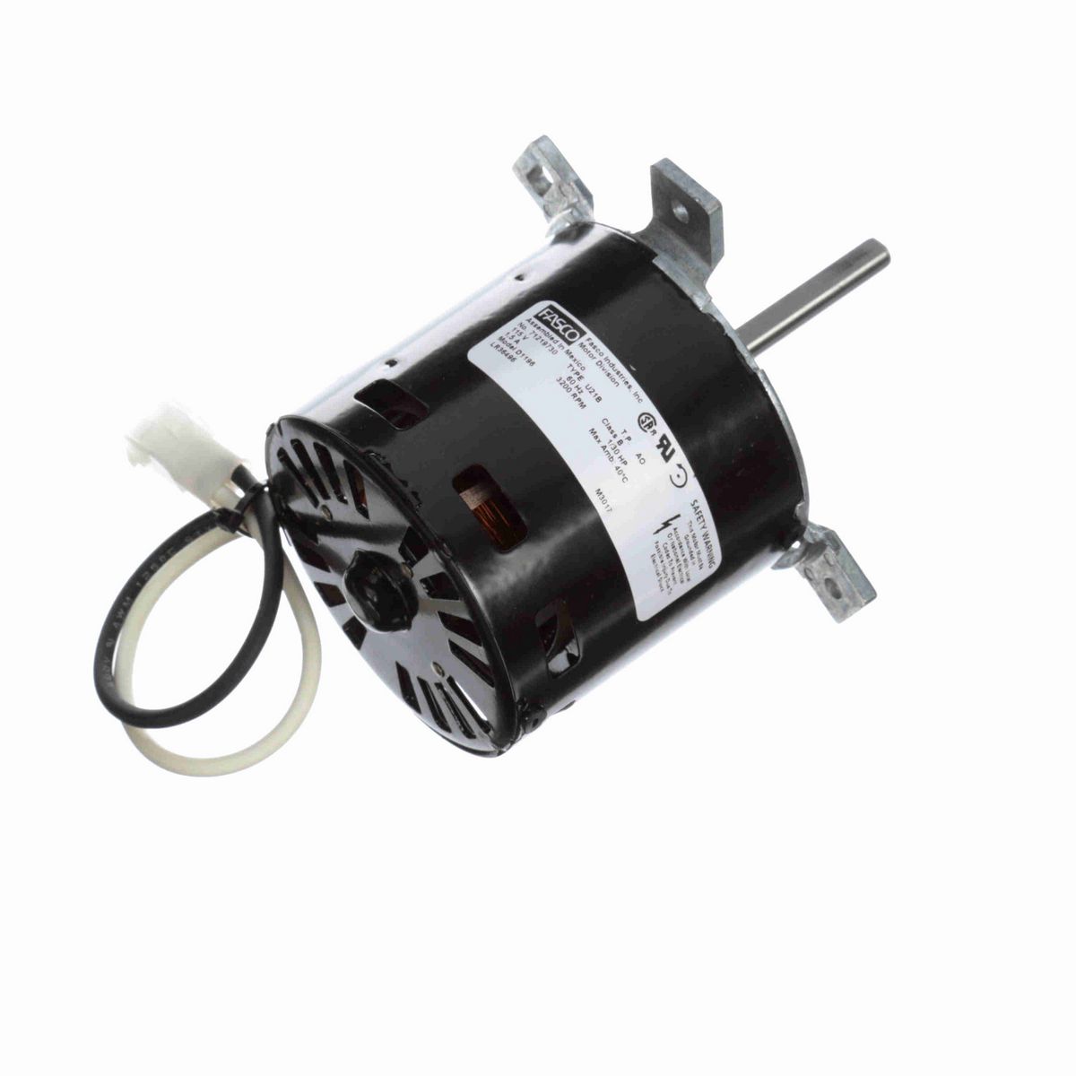 FASCO Draft Inducer Motor, 1/30 HP, 1 Ph, 60 Hz, 115 V, 3200 RPM, 1 Speed, 3.3" Diameter, OAO - D1196
