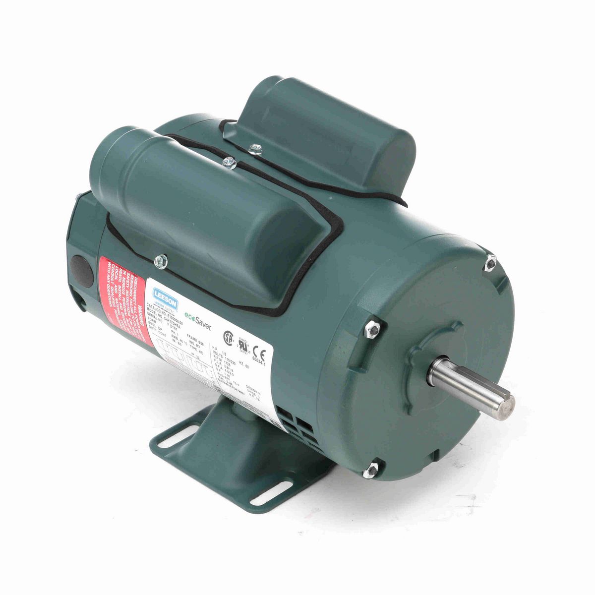 LEESON ecoSaver™ General Purpose Motor, 0.33 HP, 1 Ph, 60 Hz, 115/230 V, 1800 RPM, S56 Frame, DP - E100006.00