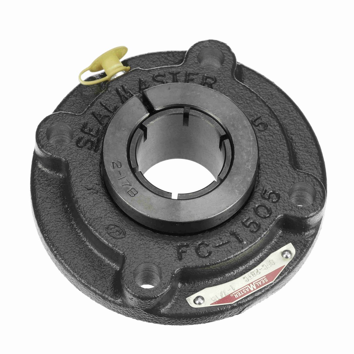 Sealmaster Mounted Cast Iron Flange Cartridge Ball Bearing - 52100 Bearing Steel, Black Oxided - Concentric Lock - SFC-23TC
