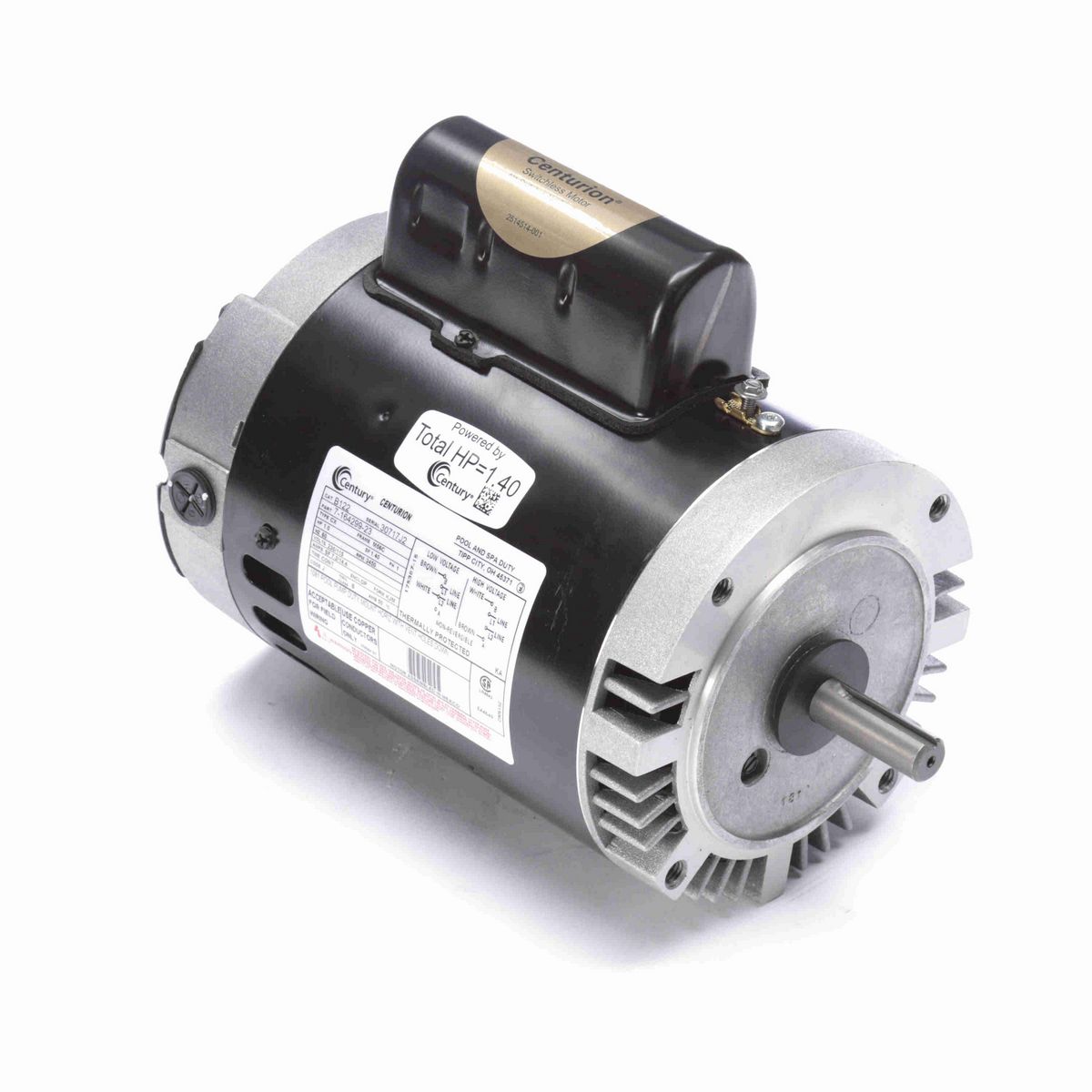Century Pool Pump Motor, 1.0 HP, 1 Ph, 60 Hz, 230/115 V, 3600 RPM, M56C Frame, DP - B122