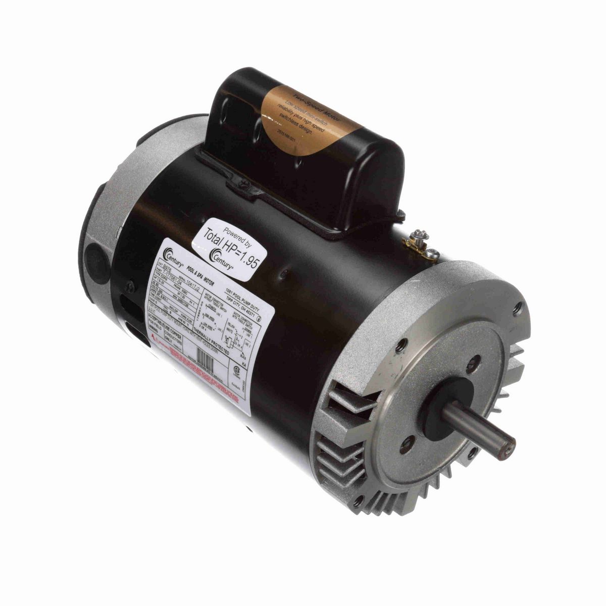Century Pool Pump Motor, 1.5-.20 HP, 1 Ph, 60 Hz, 230 V, 3600 RPM, X56C Frame, DP - B976