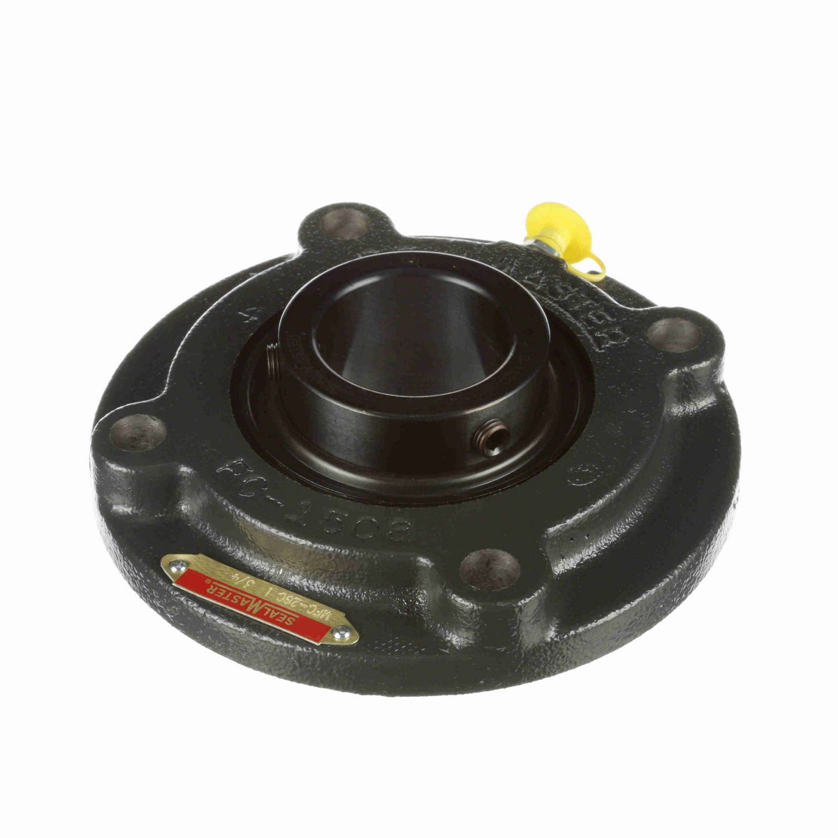 Sealmaster Mounted Cast Iron Flange Cartridge Ball Bearing - 52100 Bearing Steel, Black Oxided - Setscrew Lock - MFC-28C