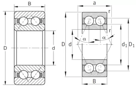 Угловой контактный шариковый подшипник HGF 30/6A