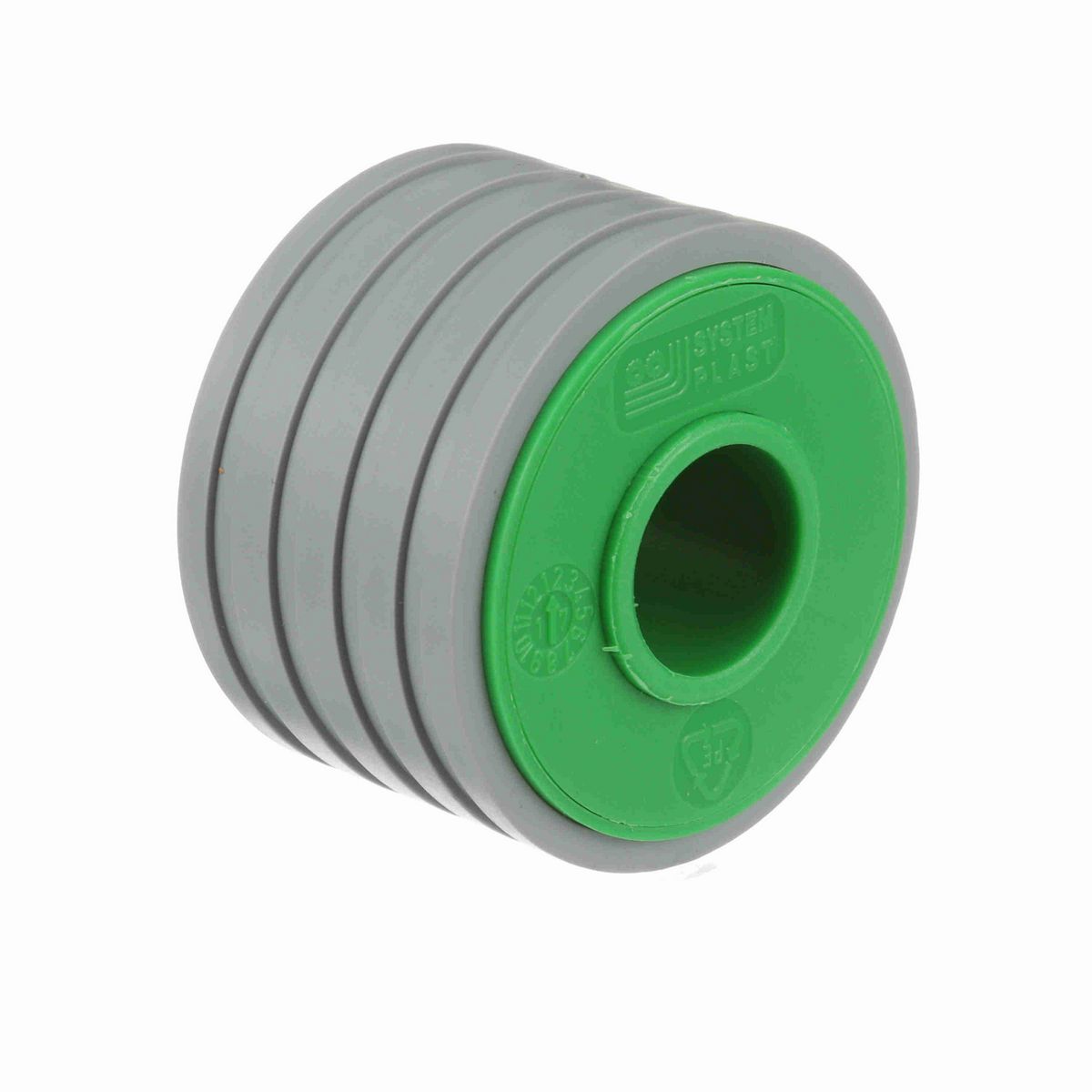 System Plast Return Roller with Rubber; OD: 57-mm, Shaft Dia: 20-mm, Length: 40.5-mm, Color: Green - RR-57B20ML41-PEG