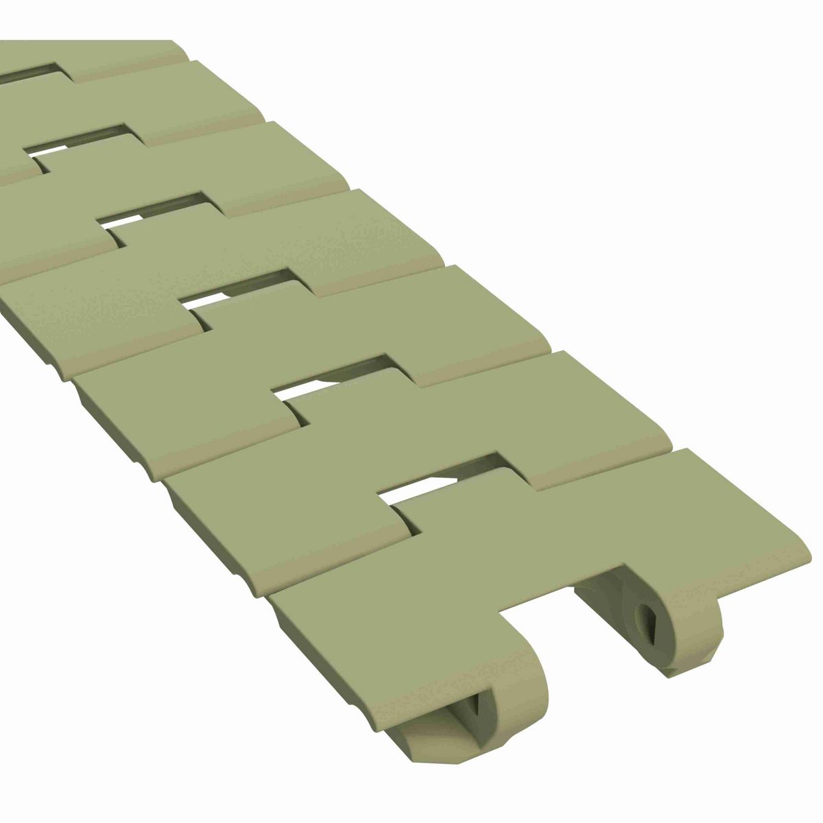 Rexnord 880TAB Side-flexing Solid Top, Material: Green Abrasion Resistant Polyamide, Width: 3.25in, Pitch: 1.5in - 81430491