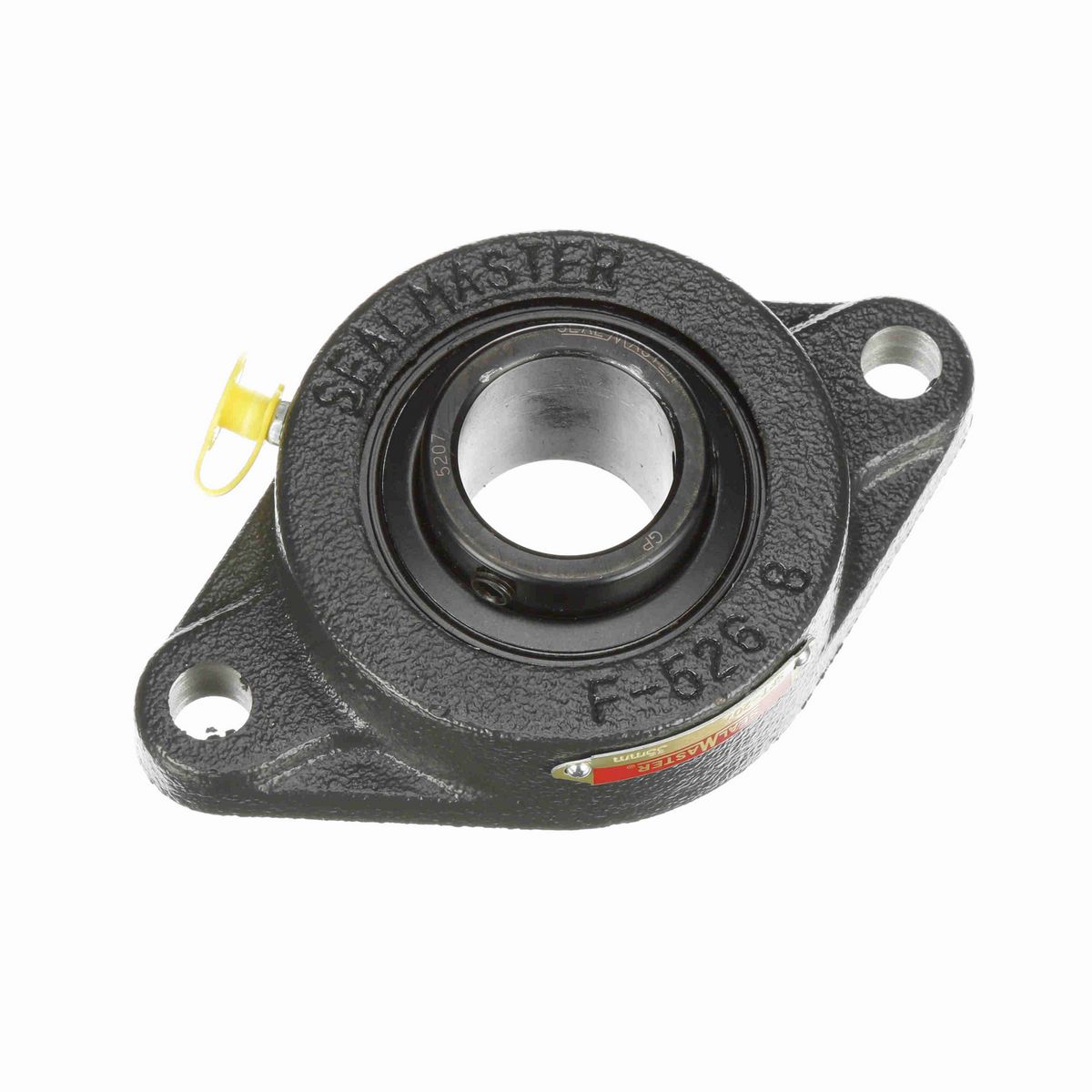 Sealmaster Mounted Cast Iron Two Bolt Flange Ball Bearing - 52100 Bearing Steel, Black Oxided - Setscrew Lock - SFT-207