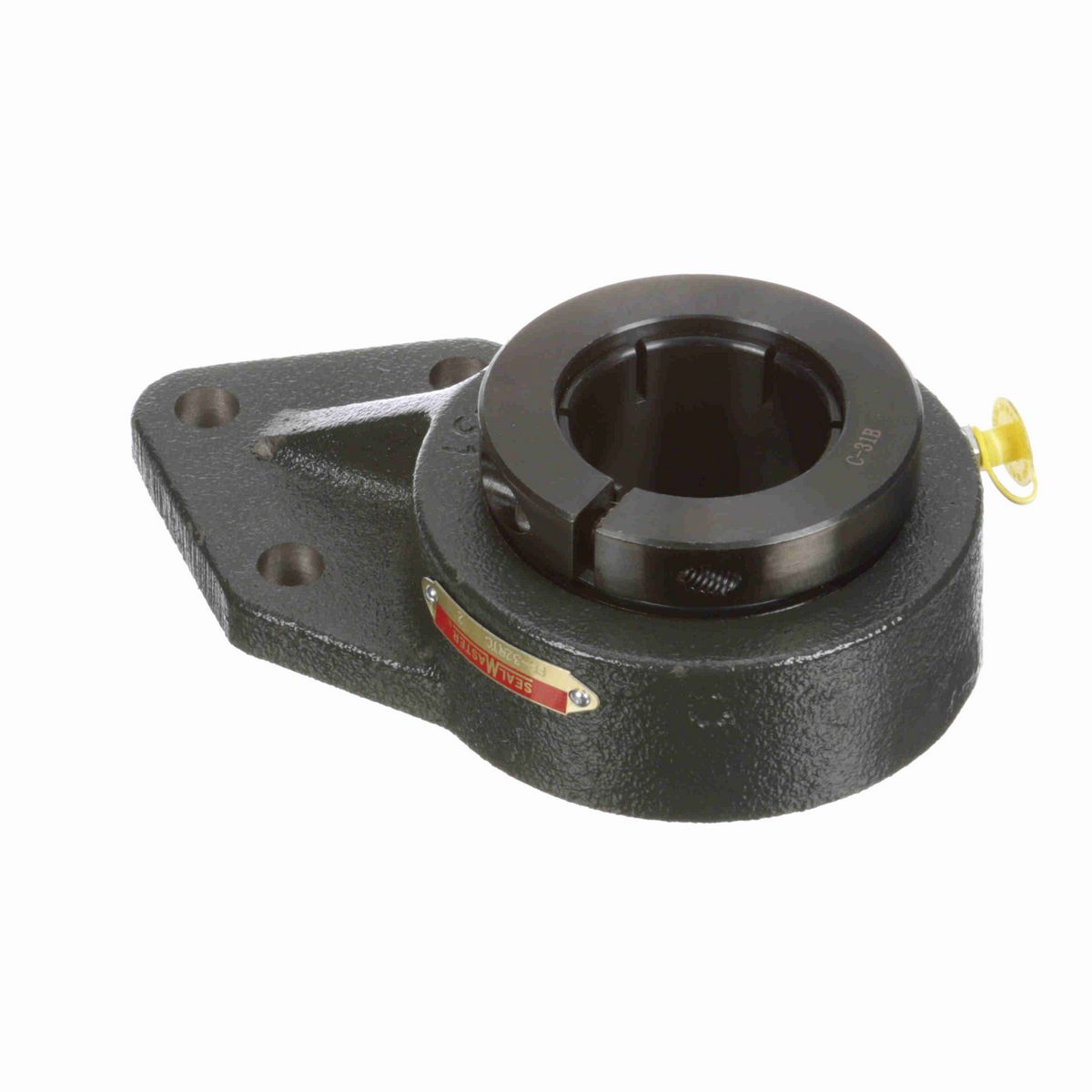 Sealmaster Mounted Cast Iron Three Bolt Flange Bracket Ball Bearing - 52100 Bearing Steel, Black Oxided - Concentric Lock - FB-32RTC