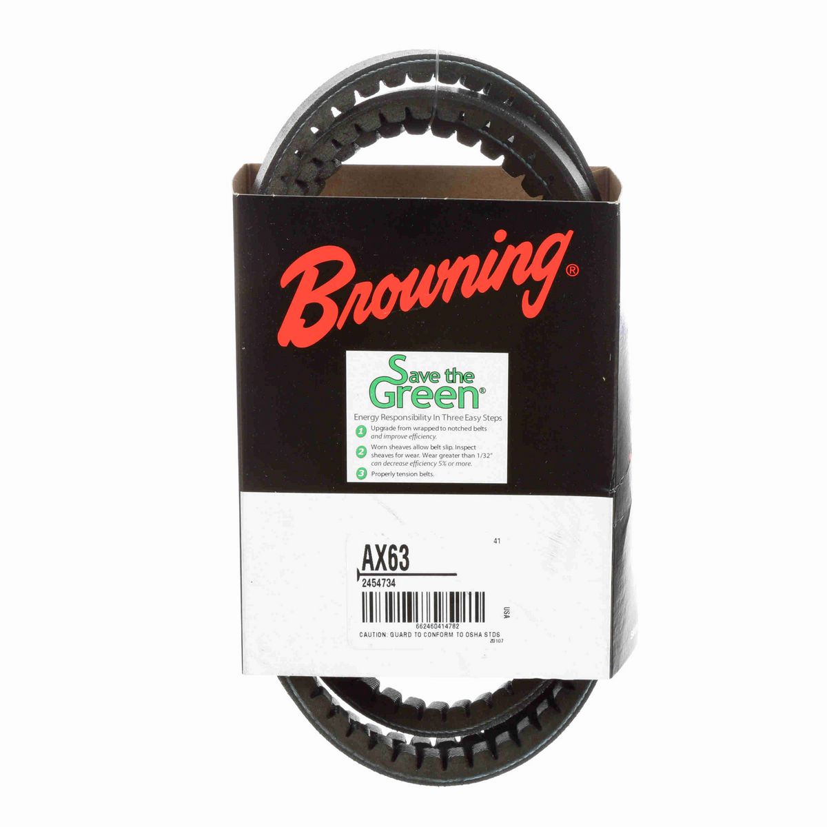 Browning EPDM Notched Belt 98% Efficient - AX63