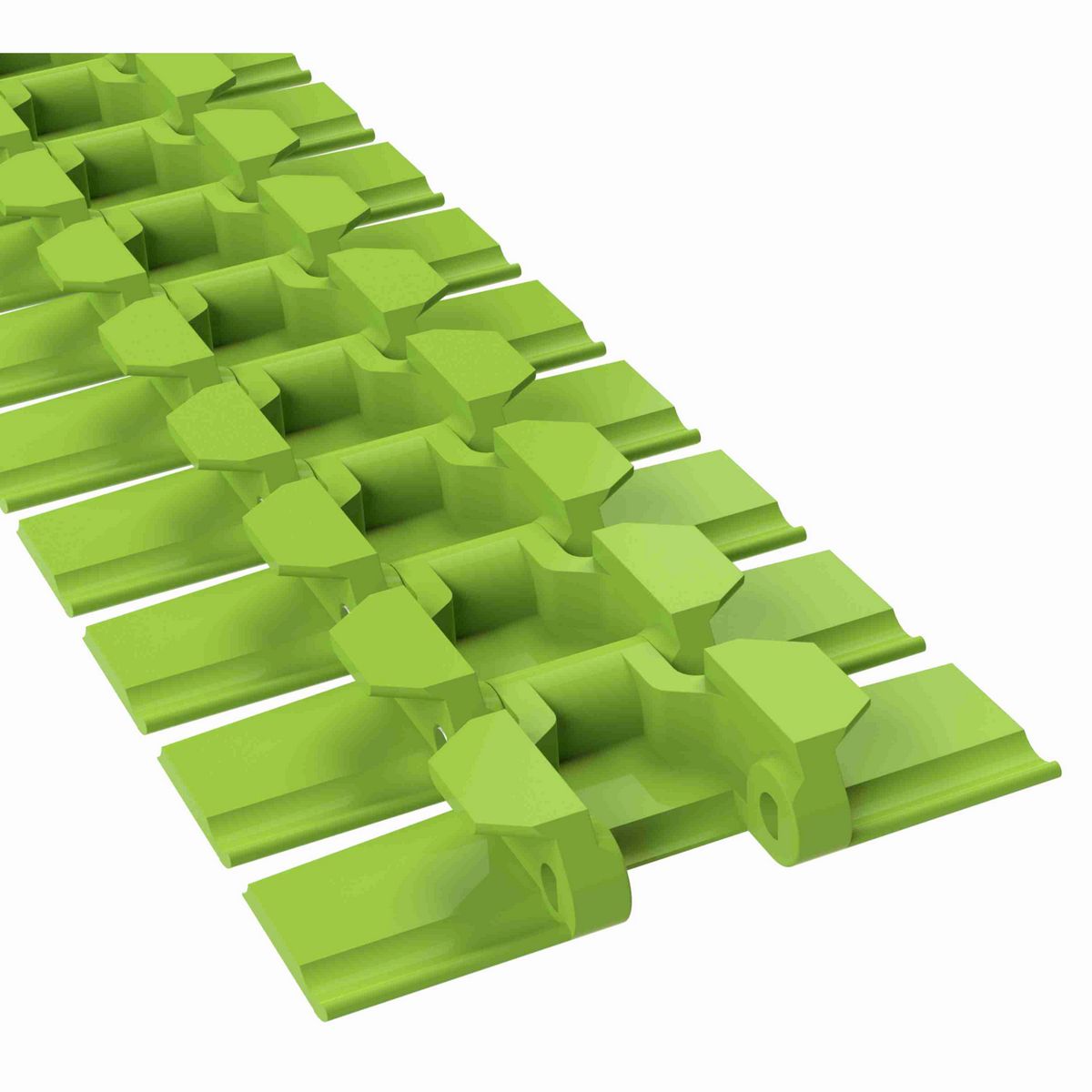 Rexnord 879TAB Side-flexing Solid Top, Material: Bright Lime-Green Dry PET Low Friction, Width: 4.5in, Pitch: 1.5in - 10679727