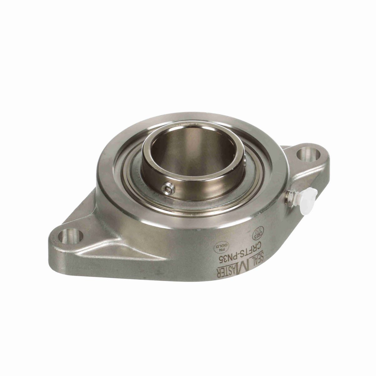 Sealmaster Mounted Stainless Steel Two Bolt Flange Ball Bearing - 52100 Bearing Steel, Phosphorus Nickel Coated - Setscrew Lock - Corrosion Resistant - CRFTS-PN35