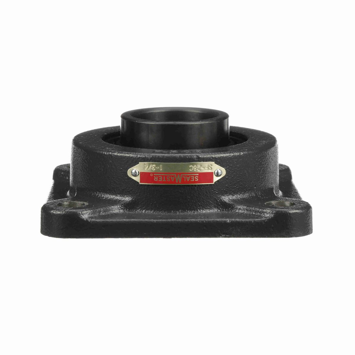 Sealmaster Mounted Cast Iron Four Bolt Flange Ball Bearing - 52100 Bearing Steel, Black Oxided - Setscrew Lock - SF-28C