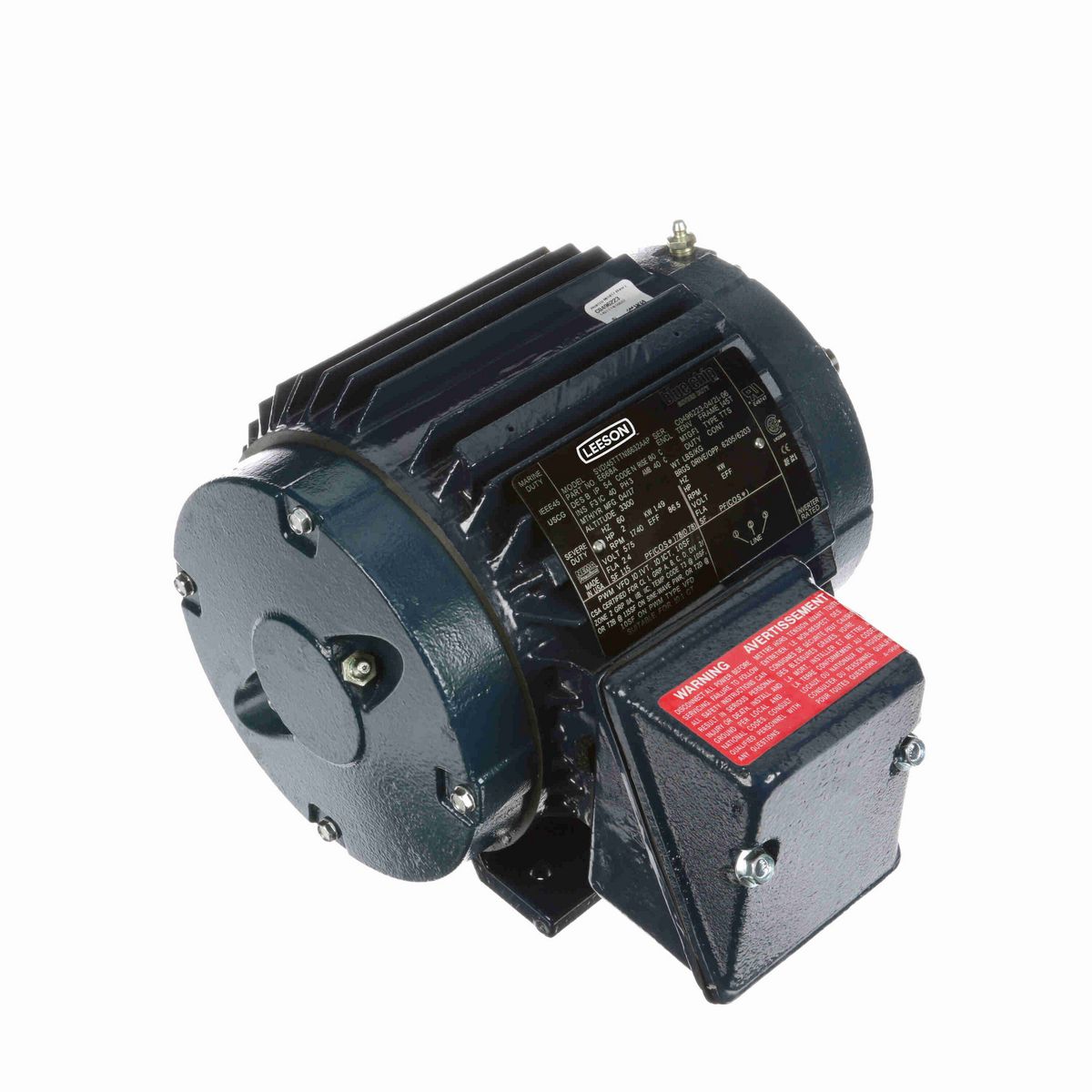 LEESON Severe Duty Motor, 2 HP, 3 Ph, 60 Hz, 575 V, 1800 RPM, 145T Frame, TENV - E668A