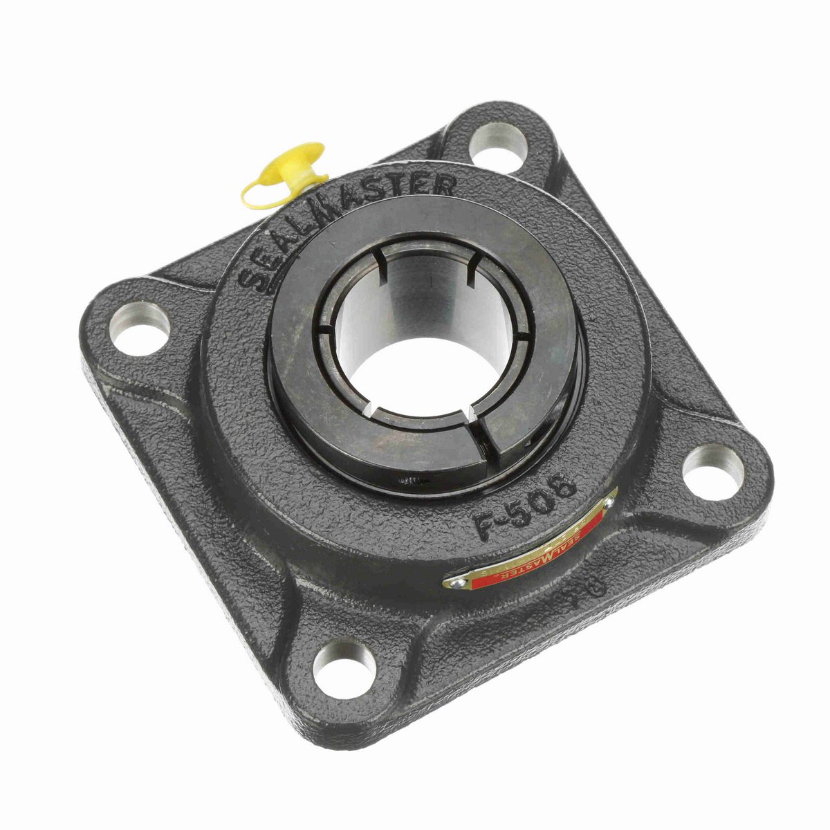 Sealmaster Mounted Cast Iron Four Bolt Flange Ball Bearing - 52100 Bearing Steel, Black Oxided - Concentric Lock - SF-27T