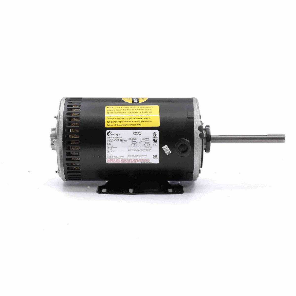 Century JuggerNaut® Condenser Fan Motor, 2.0 HP, 3 Ph, 60 Hz, 208-230/460 V, 1200 RPM, 56HZ Frame, OPAO - H1052RBV1