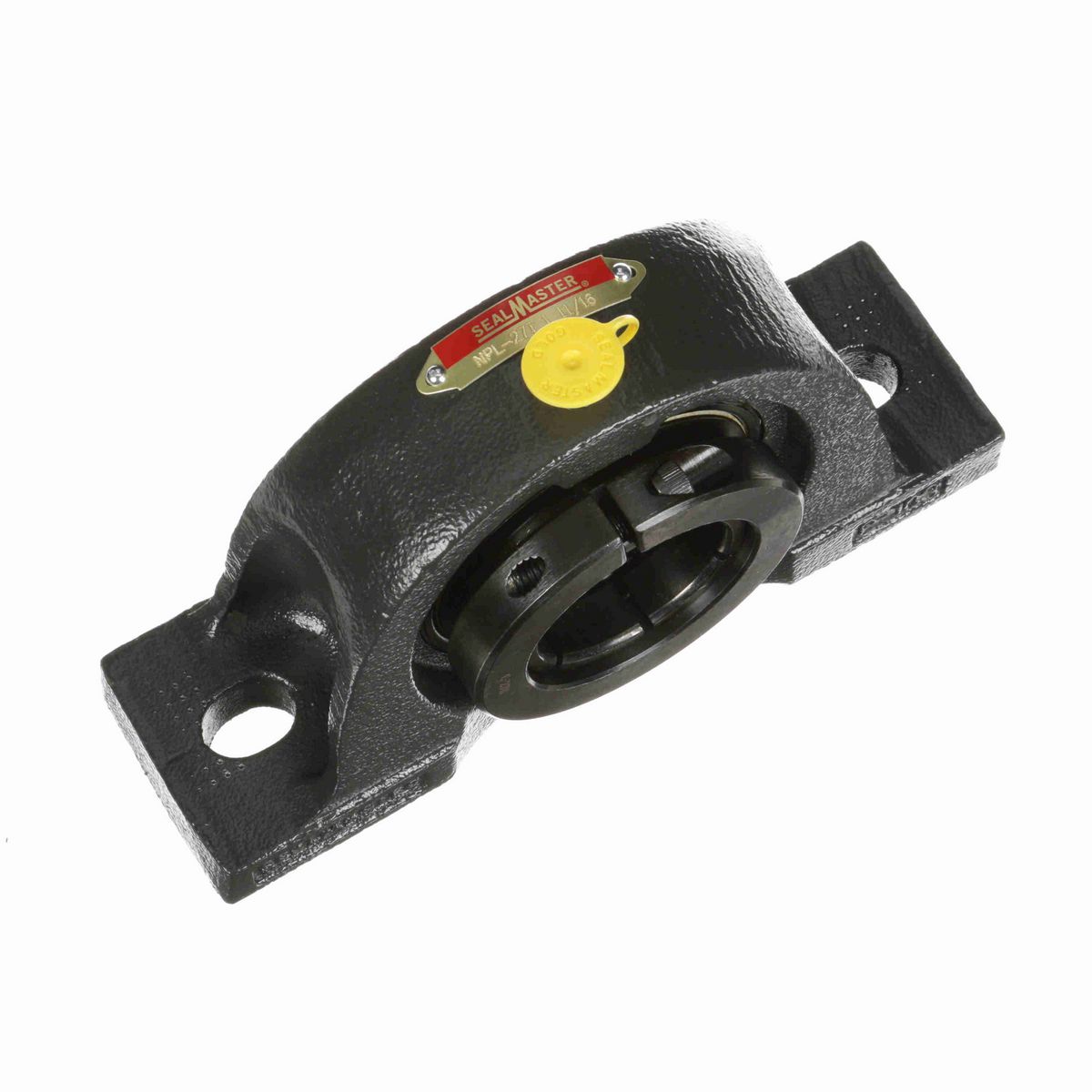 Sealmaster Mounted Cast Iron Two Bolt Low Base Pillow Block Ball Bearing - 52100 Bearing Steel, Black Oxided - Concentric Lock - NPL-27T