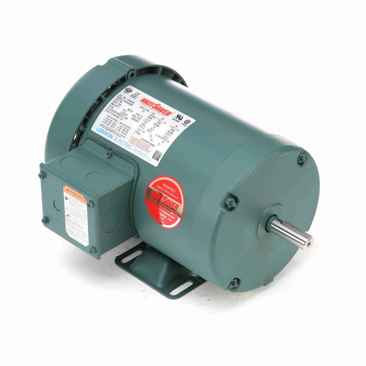LEESON WATTSAVER® General Purpose Motor, 1.50 & 1.50 HP, 3 Ph, 60 & 50 Hz, 230/460 & 190/380 V, 3600 & 3000 RPM, 56 Frame, TEFC - 116758.00