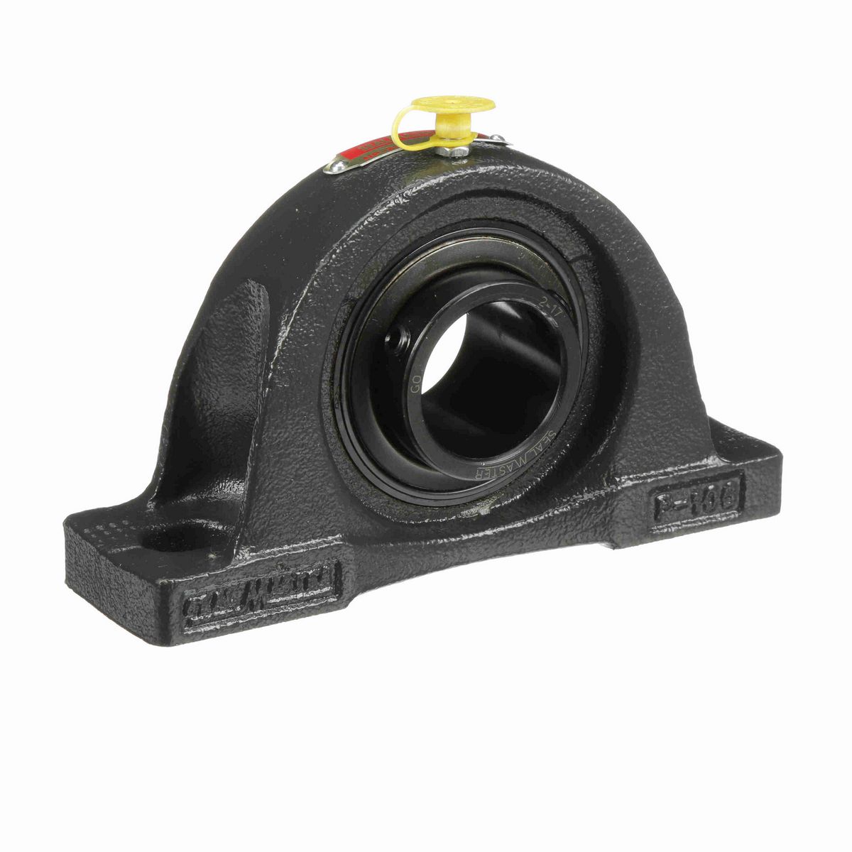 Sealmaster Mounted Cast Iron Two Bolt Pillow Block Ball Bearing - 52100 Bearing Steel, Black Oxided - Setscrew Lock - NP-23