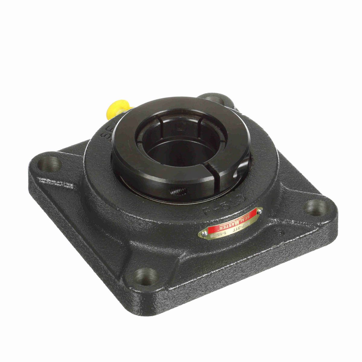 Sealmaster Mounted Cast Iron Four Bolt Flange Ball Bearing - 52100 Bearing Steel, Black Oxided - Concentric Lock - MSF-31T