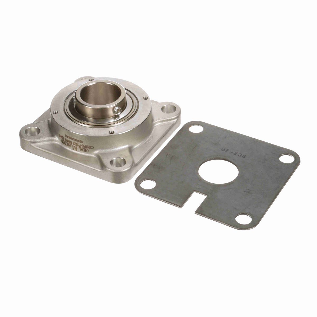 Sealmaster Mounted Stainless Steel Four Bolt Flange Ball Bearing - 52100 Bearing Steel, Phosphorus Nickel Coated - Setscrew Lock - Corrosion Resistant - Reduced Maintenance - Lubed for Life - CRBFS-PN23 RMW