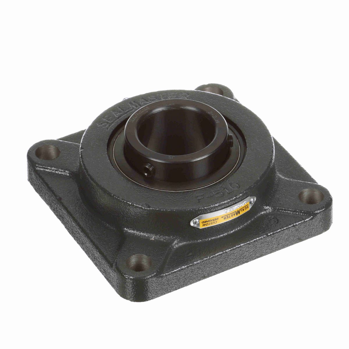 Sealmaster Mounted Cast Iron Four Bolt Flange Ball Bearing - 52100 Bearing Steel, Black Oxided - Setscrew Lock - High Temperature - SF-32 HI