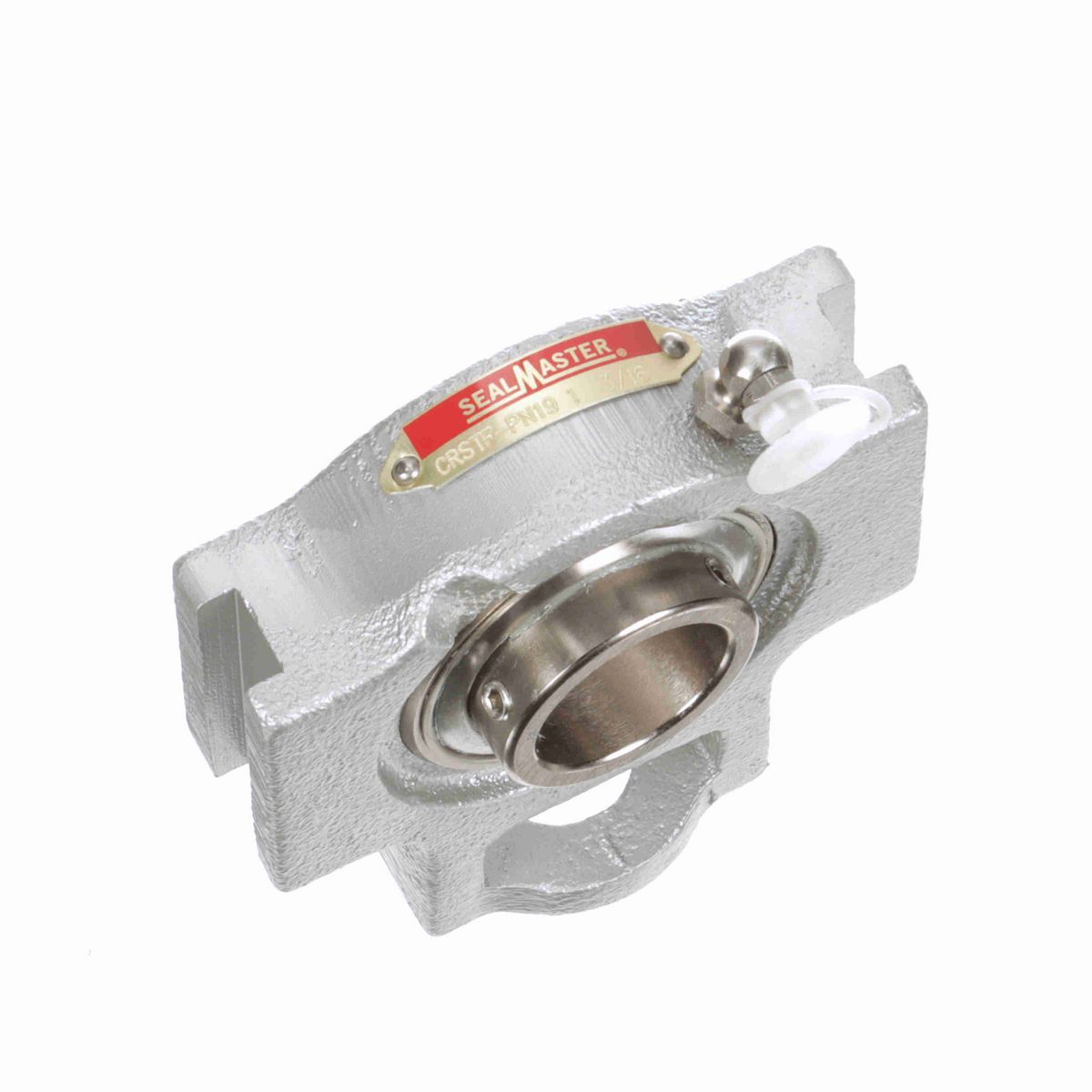 Sealmaster Mounted Flouropolymer Coated Cast Iron Wide Slot Take Up Ball Bearing - 52100 Bearing Steel, Phosphorus Nickel Coated - Setscrew Lock - Corrosion Resistant - CRSTF-PN19