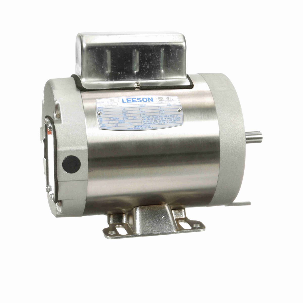 LEESON General Purpose Motor, 1 HP, 1 Ph, 60 Hz, 115/208-230 V, 1800 RPM, 56C Frame, TENV - 119217.00
