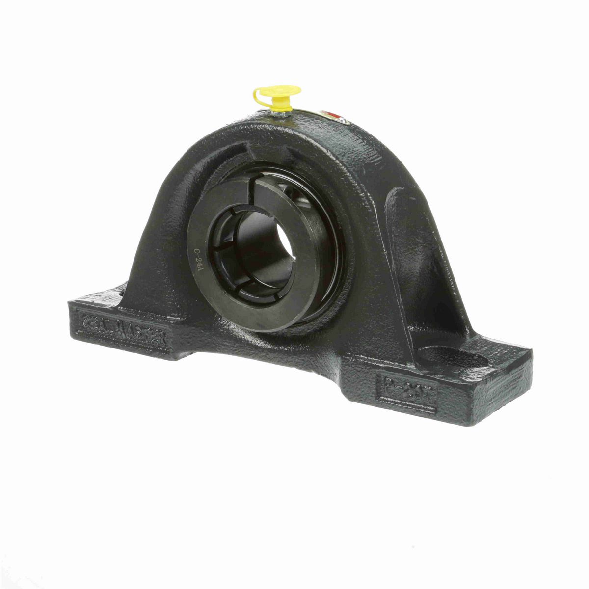 Sealmaster Mounted Cast Iron Two Bolt Pillow Block Ball Bearing - 52100 Bearing Steel, Black Oxided - Concentric Lock - SP-24T