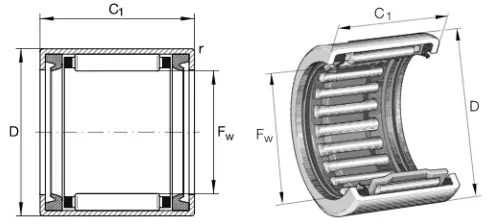 Игольчатый роликовый подшипник HGF HK1012-2RS