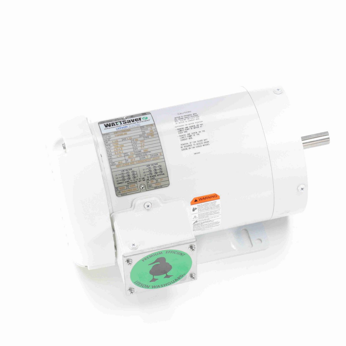 LEESON White Duck™ General Purpose Motor, 1.50 HP, 3 Ph, 60 Hz, 230/460 V, 1800 RPM, 56C Frame, TEFC - 119480.00