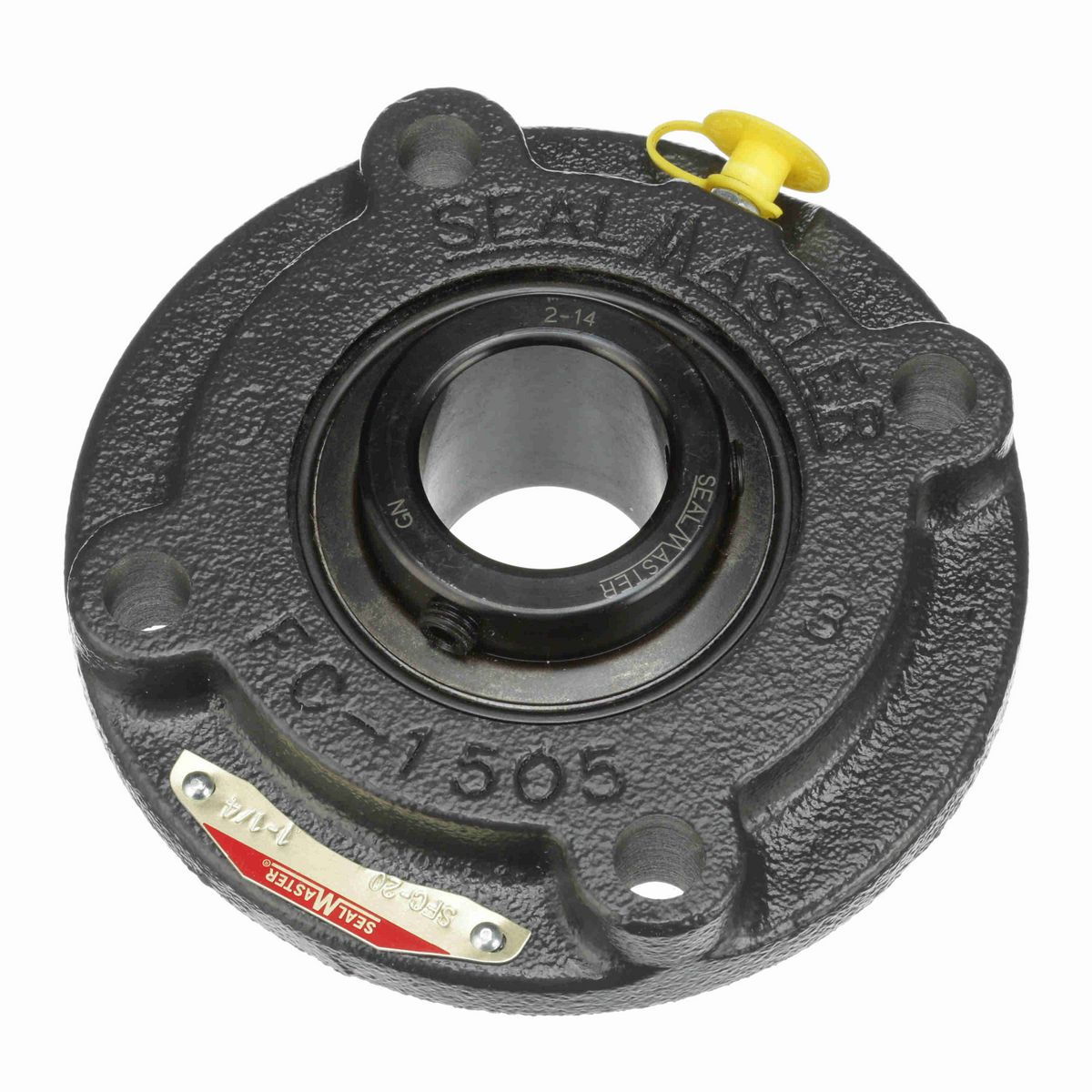 Sealmaster Mounted Cast Iron Flange Cartridge Ball Bearing - 52100 Bearing Steel, Black Oxided - Setscrew Lock - SFC-20