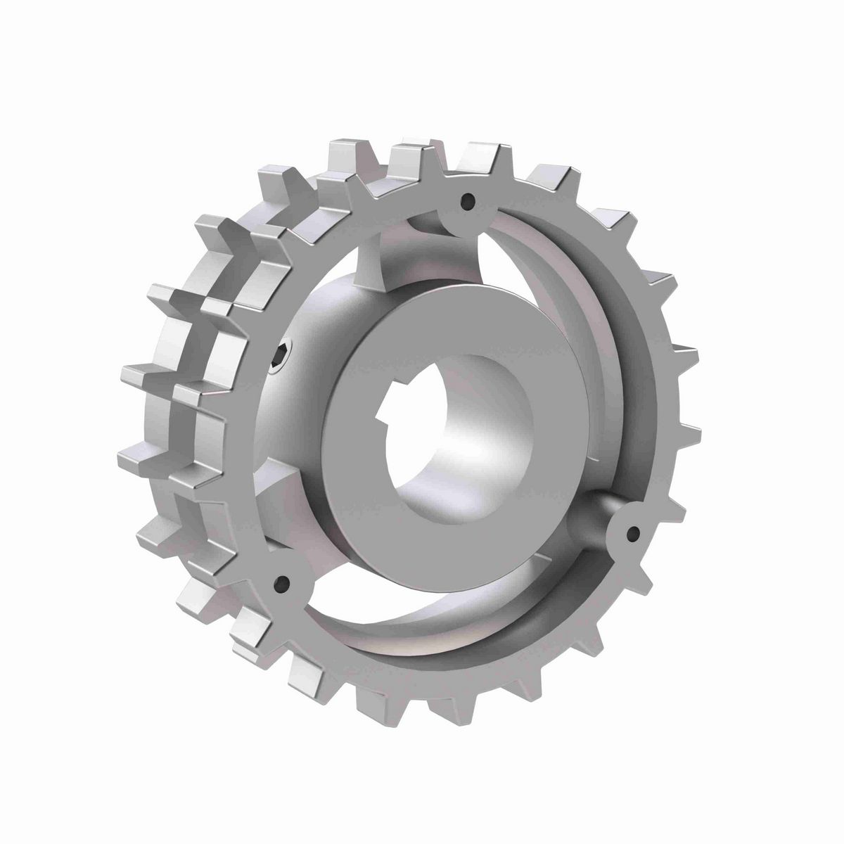 Rexnord 820 Series Solid One Piece Cast Iron Sprocket with 21 Teeth and a 1in Round Shaft-Ready Bore with Keyway & Setscrew - 401-160-11