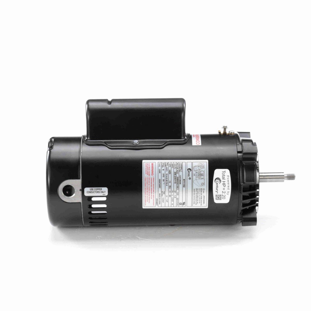 Century Pool Pump Motor, 1.5 HP, 1 Ph, 60 Hz, 208-230/115 V, 3600 RPM, 56J Frame, ODP - ST1152