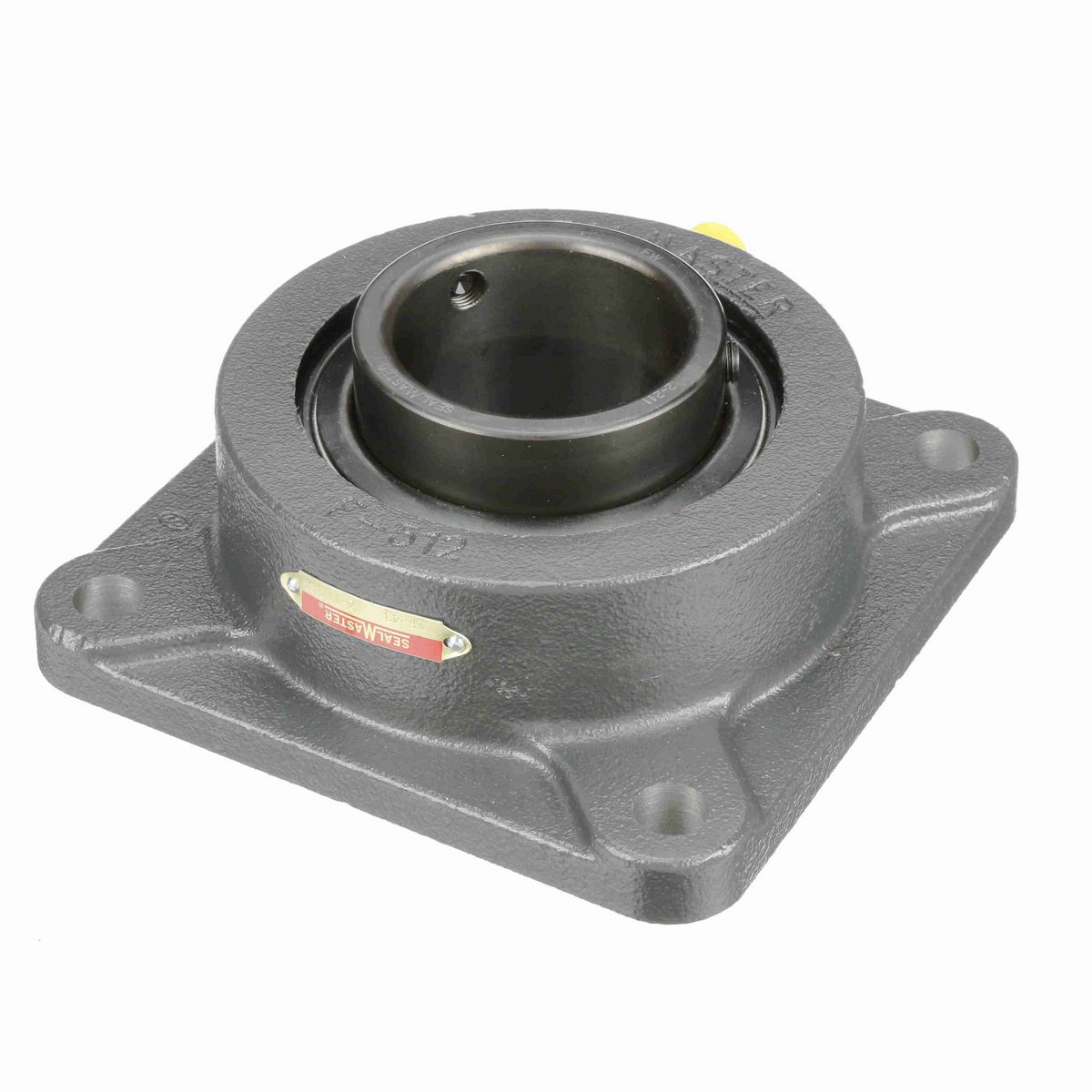 Sealmaster Mounted Cast Iron Four Bolt Flange Ball Bearing - 52100 Bearing Steel, Black Oxided - Setscrew Lock - SF-43