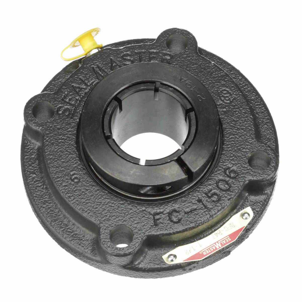 Sealmaster Mounted Cast Iron Flange Cartridge Ball Bearing - 52100 Bearing Steel, Black Oxided - Concentric Lock - SFC-24T