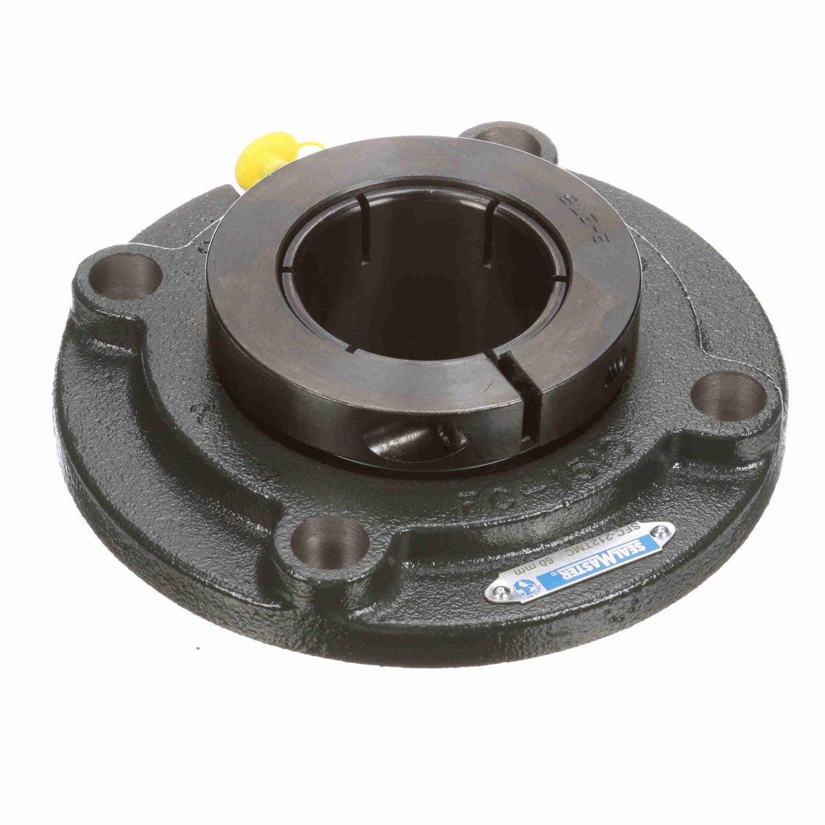 Sealmaster Mounted Cast Iron Flange Cartridge Ball Bearing - 52100 Bearing Steel, Black Oxided - Concentric Lock - SFC-212TMC