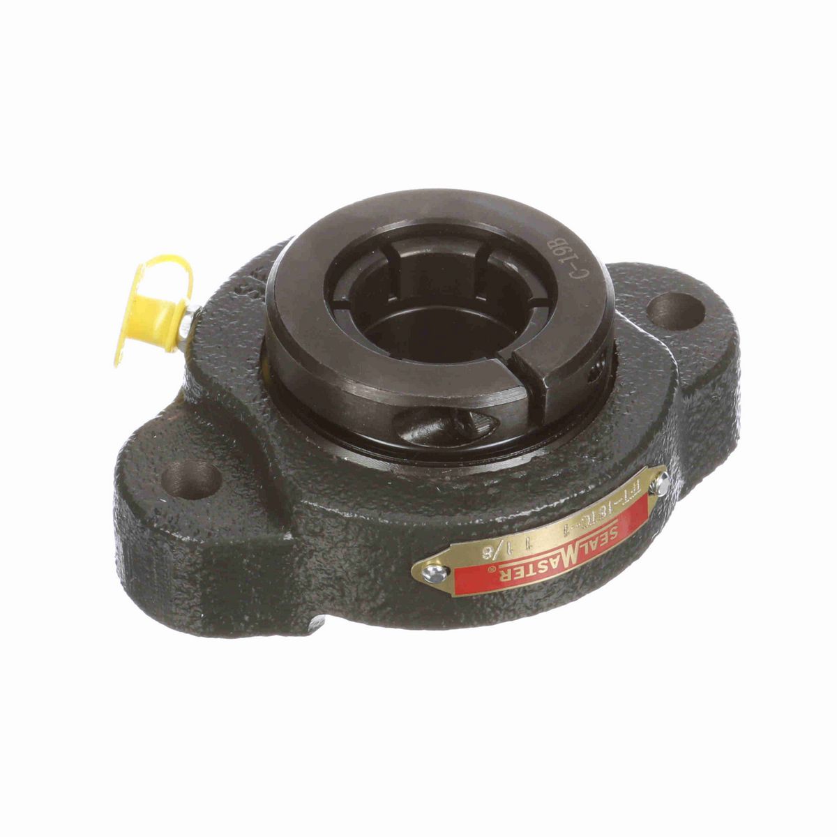 Sealmaster Mounted Cast Iron Two Bolt Flange Ball Bearing - 52100 Bearing Steel, Black Oxided - Concentric Lock - TFT-18TC-1