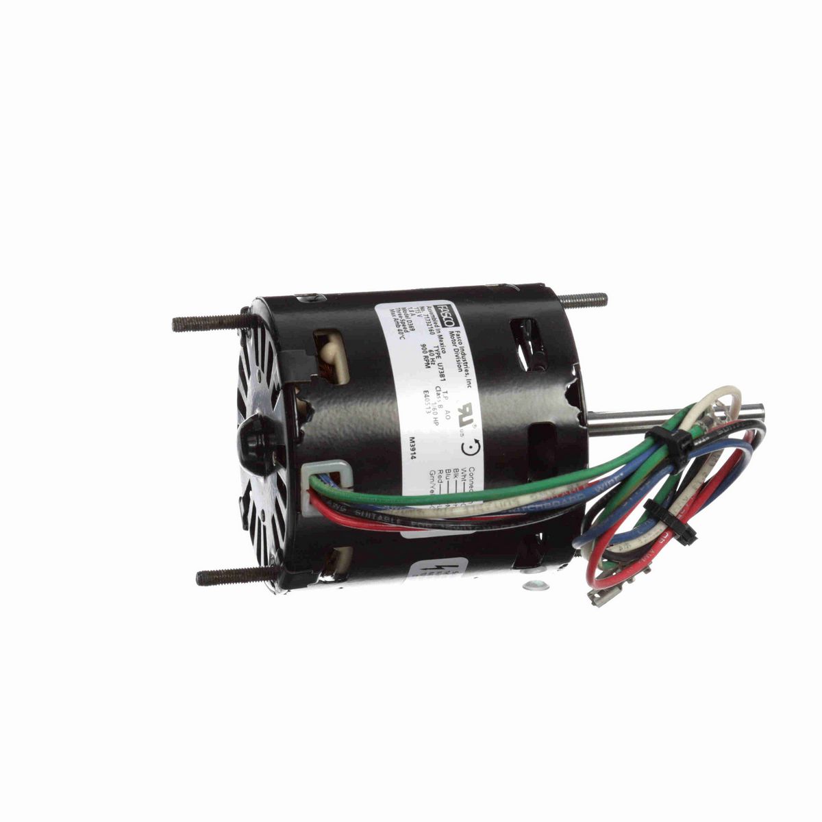 FASCO Ventilation Motor, 1/60 HP, 1 Ph, 60 Hz, 115 V, 900 RPM, 3 Speed, 3.3" Diameter, OAO - D369