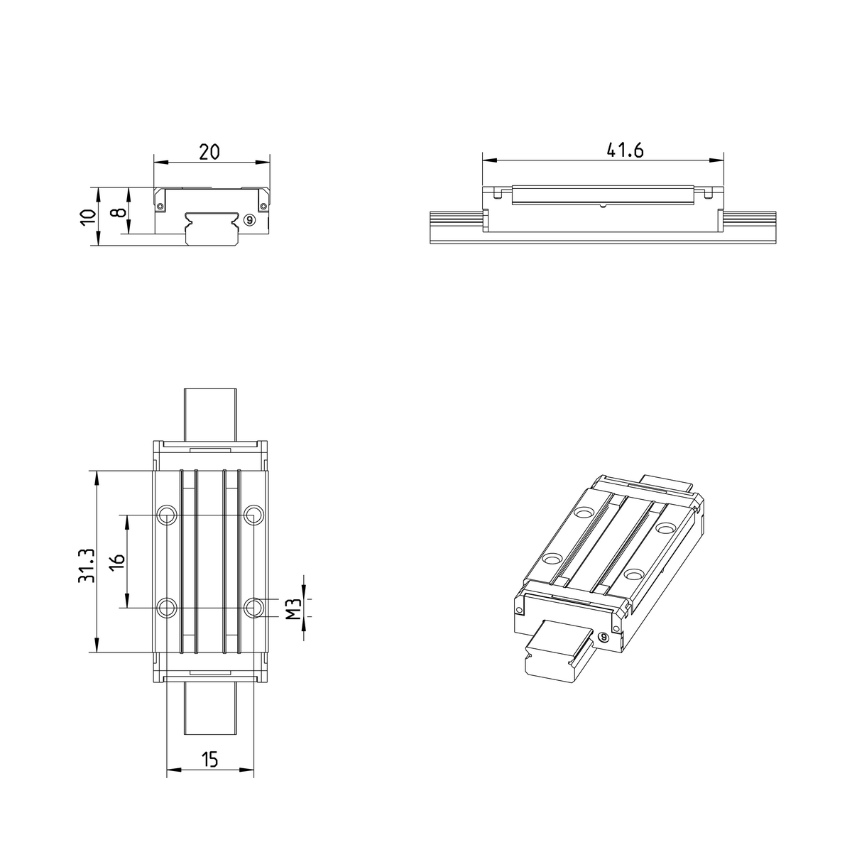 Миниатюрная шариковая каретка из нержавеющей стали Resist NRII Bosch Rexroth MWA-009-SLS-C0-N-0 [R044489441]