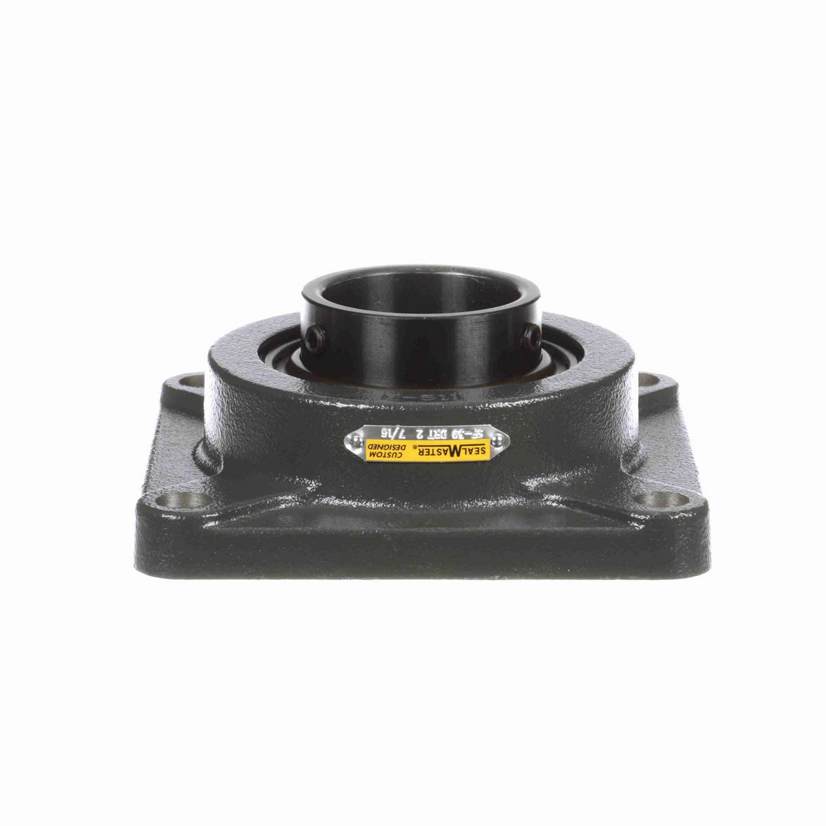 Sealmaster Mounted Cast Iron Four Bolt Flange Ball Bearing - 52100 Bearing Steel, Black Oxided - Setscrew Lock - High Contamination - SF-39 DRT