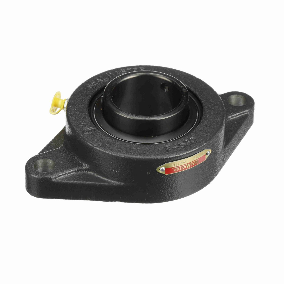 Sealmaster Mounted Cast Iron Two Bolt Flange Ball Bearing - 52100 Bearing Steel, Black Oxided - Setscrew Lock - SFT-35