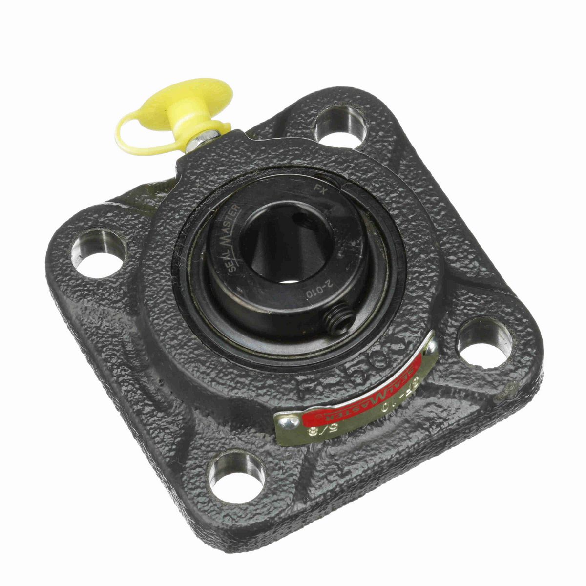 Sealmaster Mounted Cast Iron Four Bolt Flange Ball Bearing - 52100 Bearing Steel, Black Oxided - Setscrew Lock - SF-10